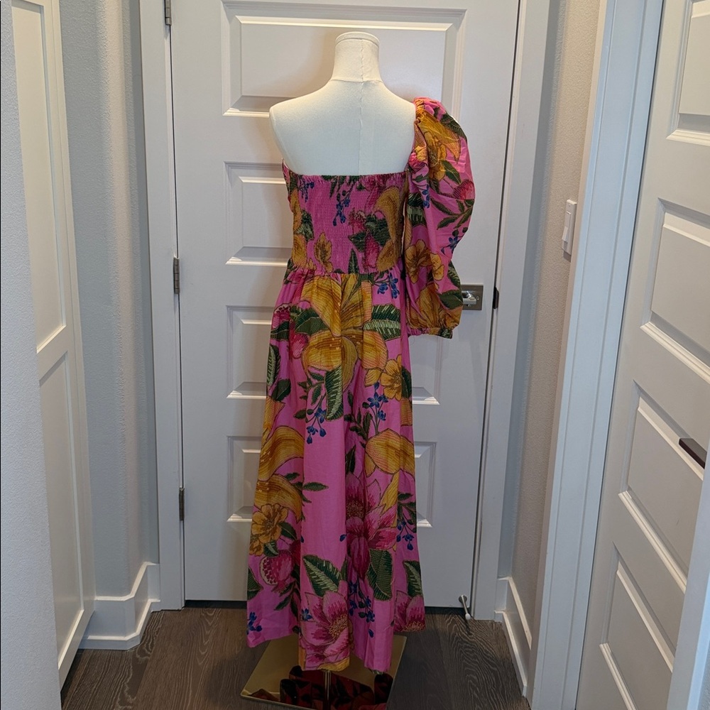 SOLD - FARM Rio One Shoulder Pink Floral Dress Size M - Picture 8 of 8